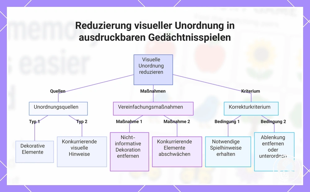 Reduzierung visueller Unordnung in ausdruckbaren Gedächtnisspielen