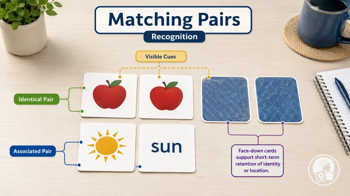 Jogo de correspondência para imprimir com cartas impressas e um par correspondente visível